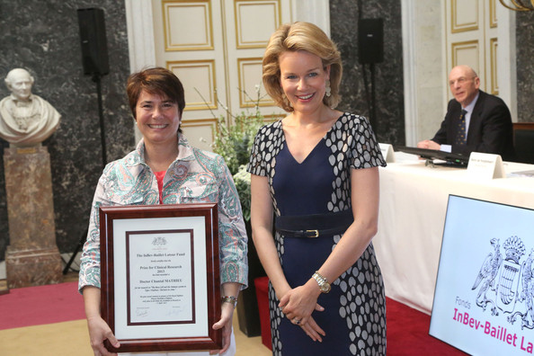 Crown Princess Mathilde attended the 'Inbev-Latour Awards de la Sante 2013' at the Palais des Academies