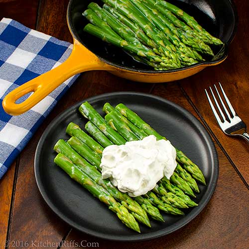 Kitchen Riffs Asparagus with Savory Whipped Cream