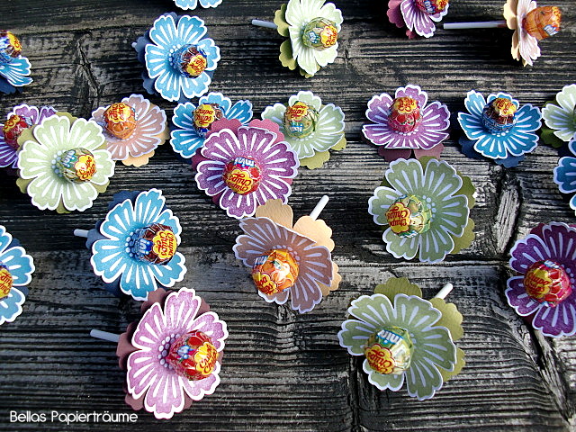 Bellas Papierträume: Blühende Lollies