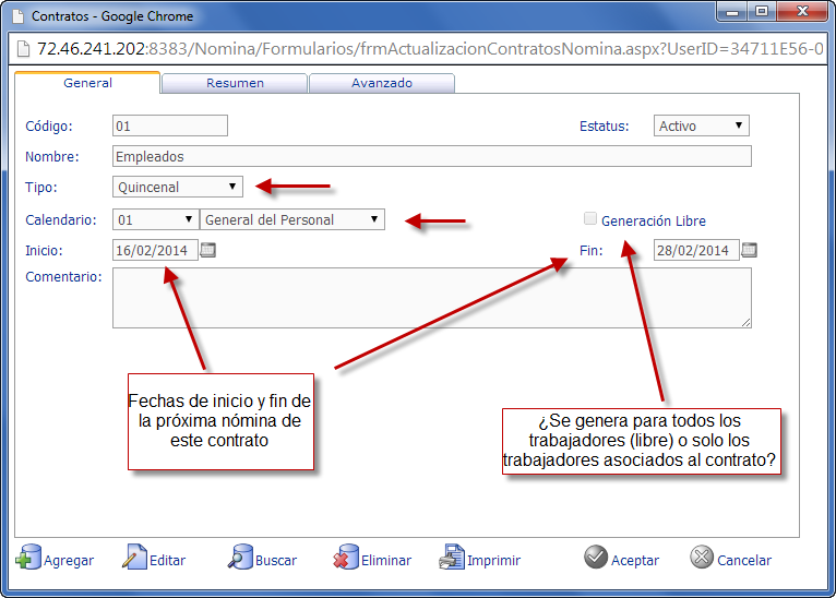 Contrato de Nómina - eFactory Nómina Web sistema de nomina, nomina web, nomina cloud, software de nomina, nomina en la nube, nomina cloud computing