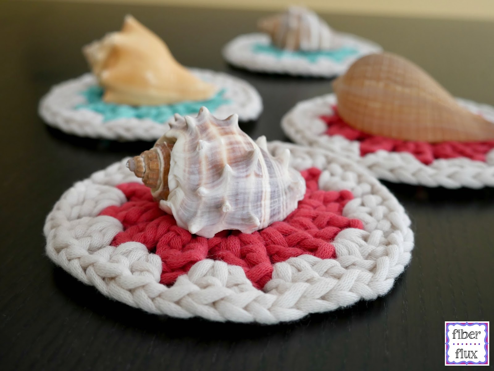 fiber flux free crochet pattern coastal coasters