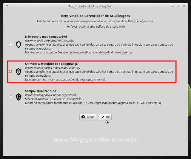Escolha uma política de atualização Escolha uma política de atualização
