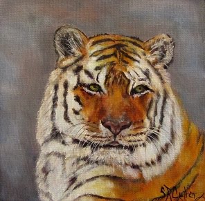 "Purr-fectly Content", tiger portrait- SOLD!