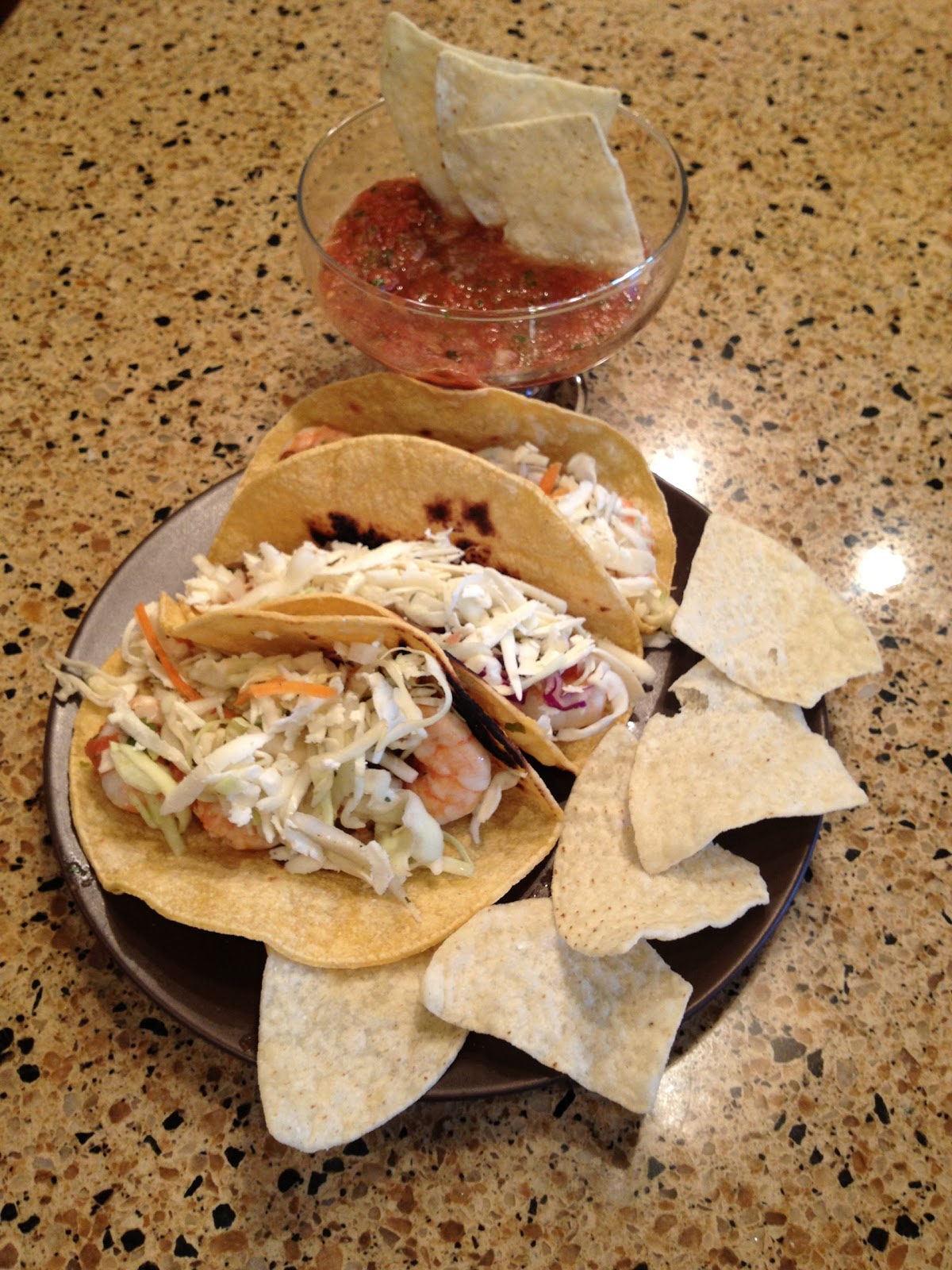 Whitesides' Winning Recipes Shrimp Tacos featuring Blender Salsa