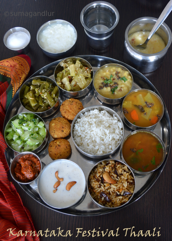Veggie Platter A Festival Thaali from Karnataka Habbada Aduge
