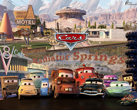 All the cars lined up in Cars 2 2011 animatedfilmreviews.filminspector.com