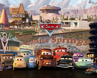 All the cars lined up in Cars 2 2011 animatedfilmreviews.filminspector.com
