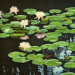 lily acrylic pond paintings june