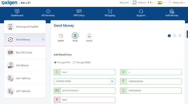 Oxygen Wallet To Bank Account Transfer Instantly Credit Card To