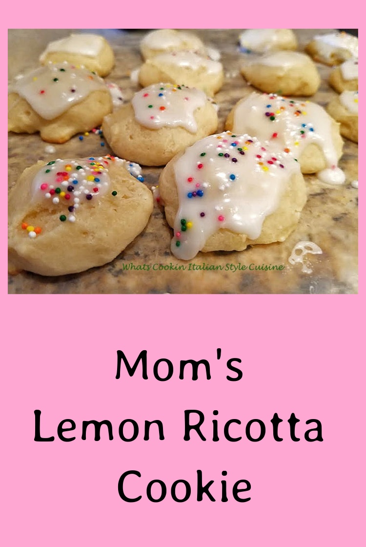 cookies made with ricotta and lemon frosted with sprinkles