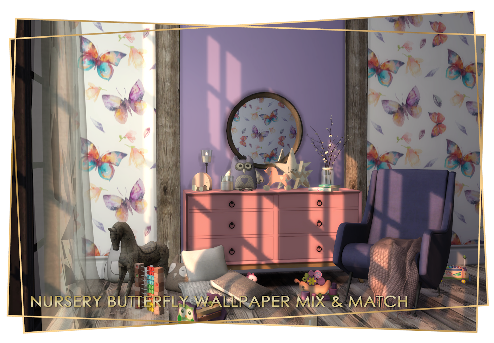 Sannie's Sims Butterfly Nursery Wallpaper set
