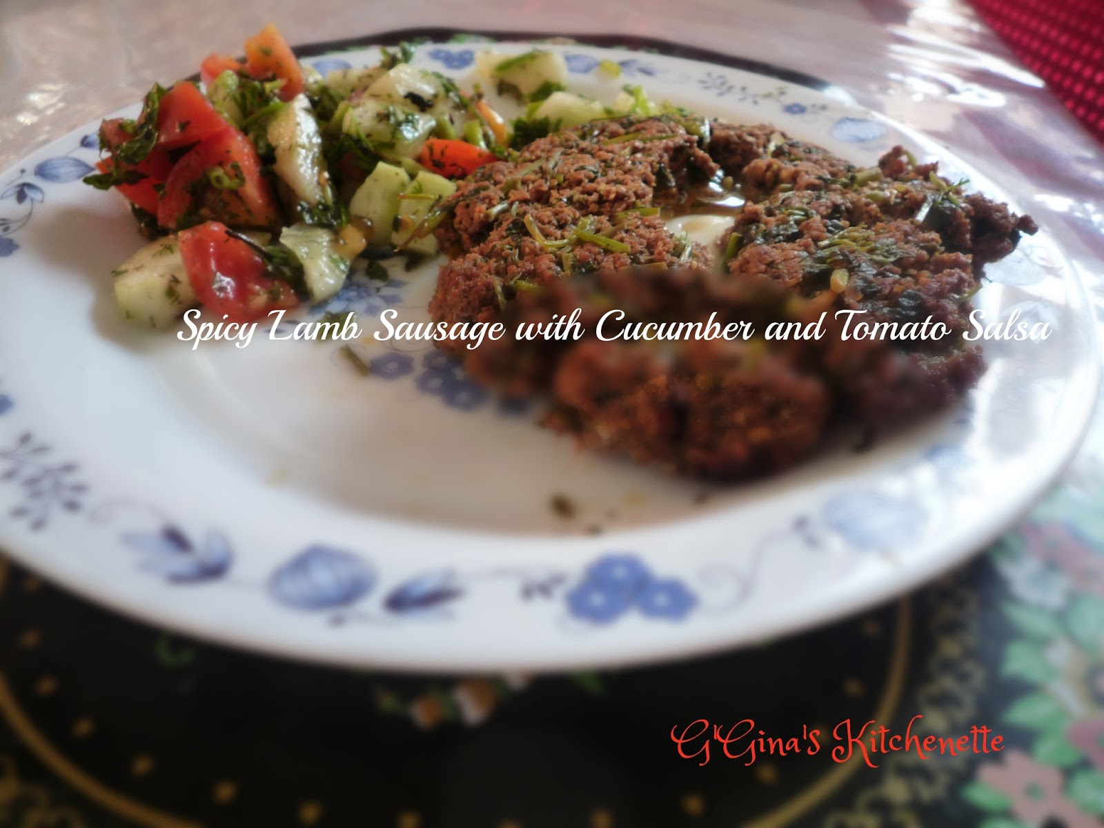 G'Gina's Spicy Lamb Sausage with Cucumber and Tomato Salsa