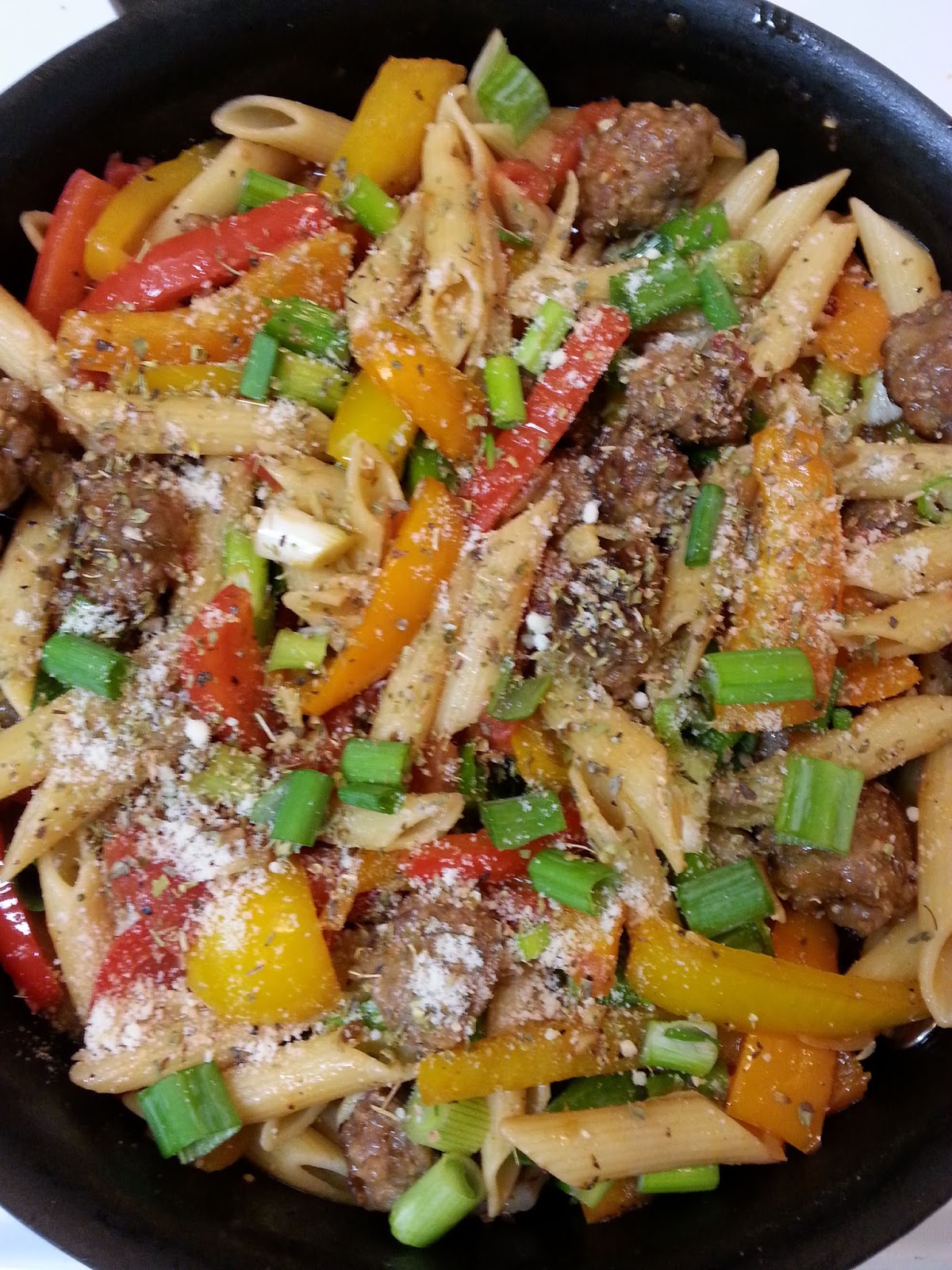 Christine's Pantry: Italian Sausage and Rainbow Pepper Penne