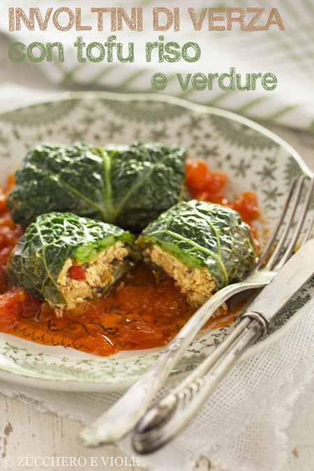 involtini di verza con tofu, riso e verdure