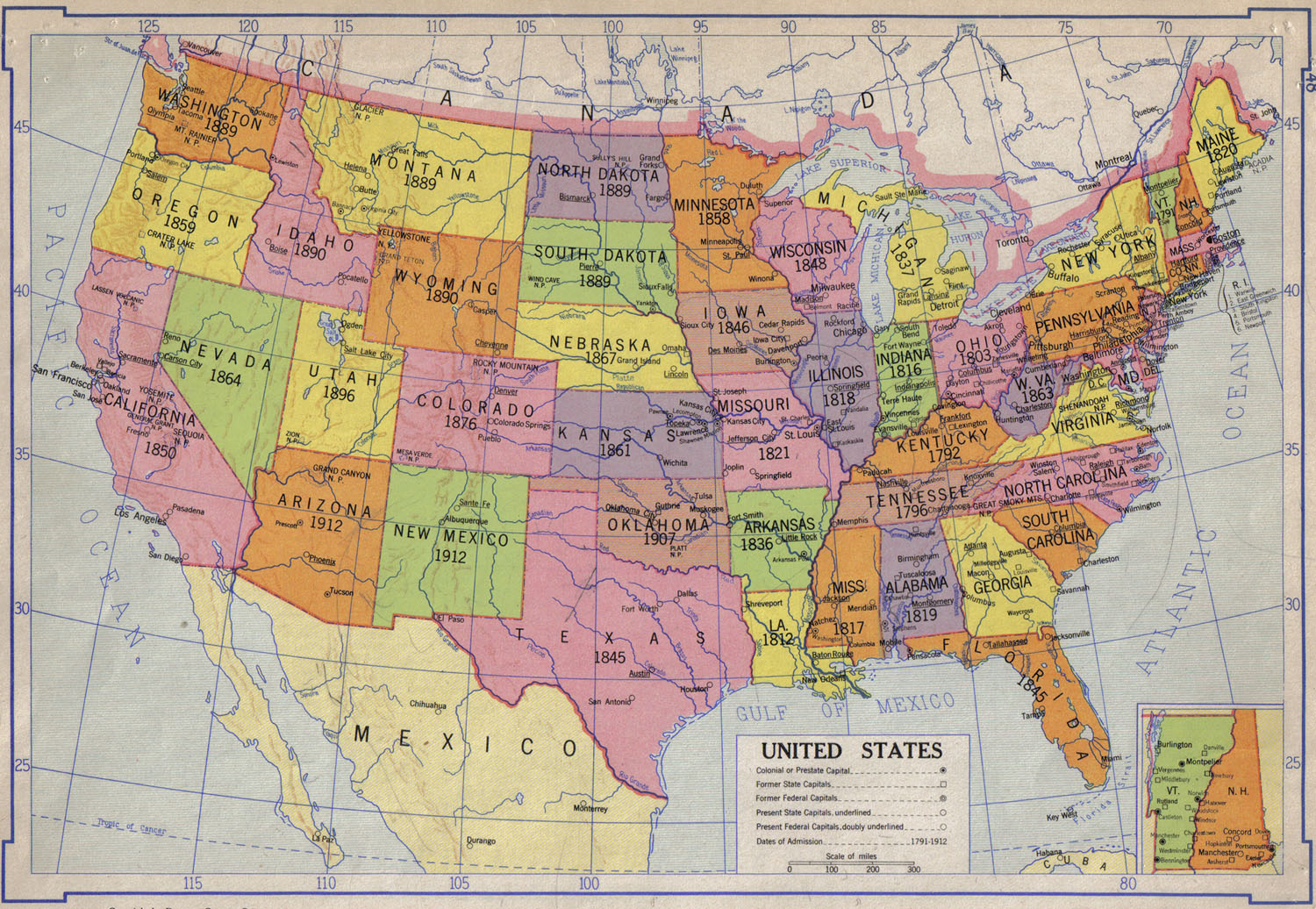 Штаты сша карта с названиями
