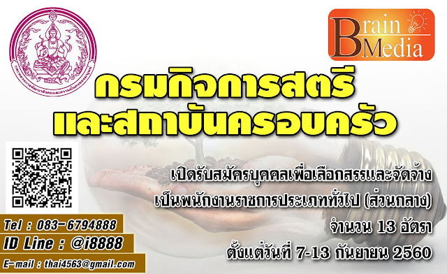 กรมกิจการสตรีและสถาบันครอบครัว เปิดสอบ งานราชการ