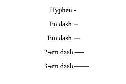 dashes em hyphens dashing them use commonly most used