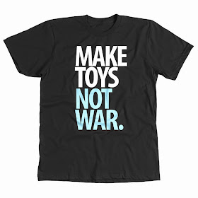 “Make Toys, Not War” White & Black T-Shirt by Pobber Toys