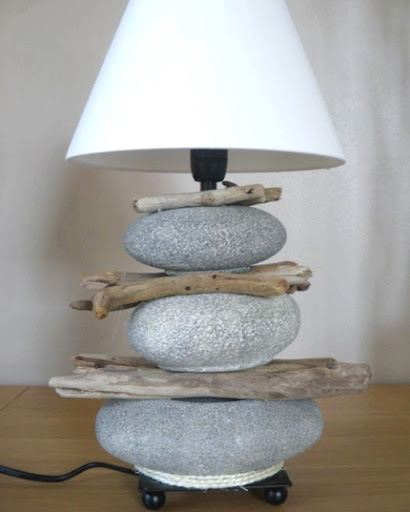 stacked stone lamp