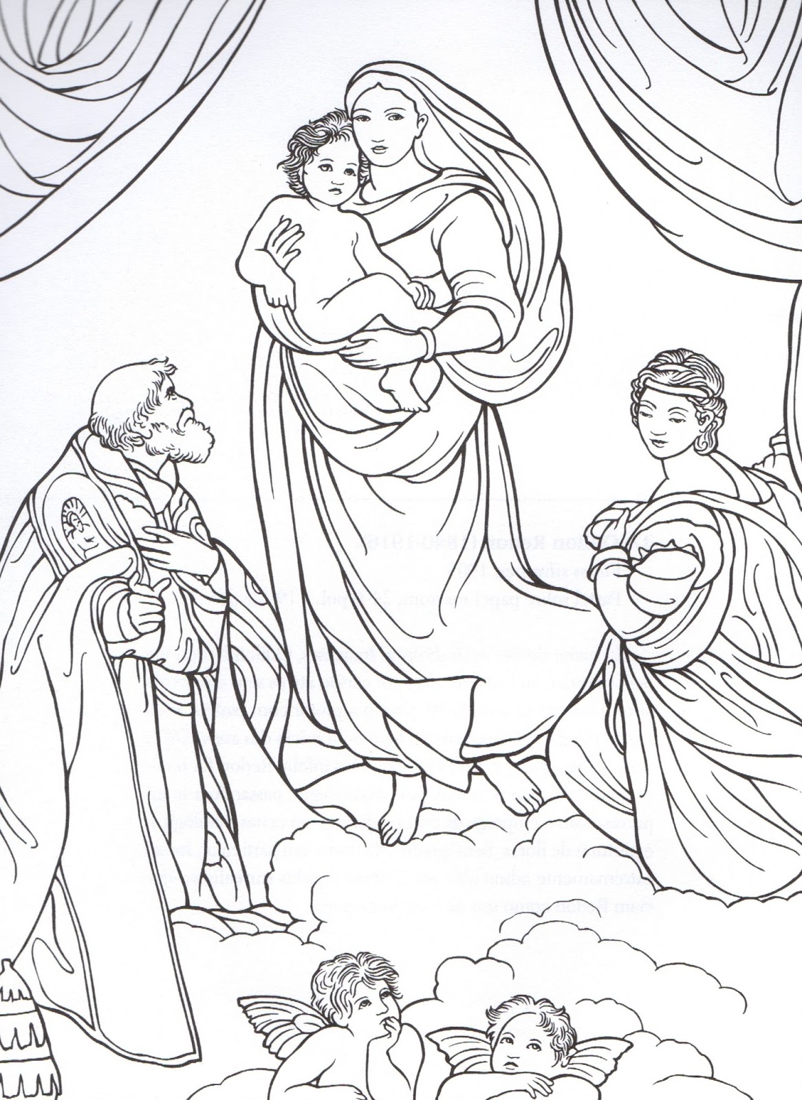 Raphael Sanzio - The Sistine Madonna (1512) | Coloring book art