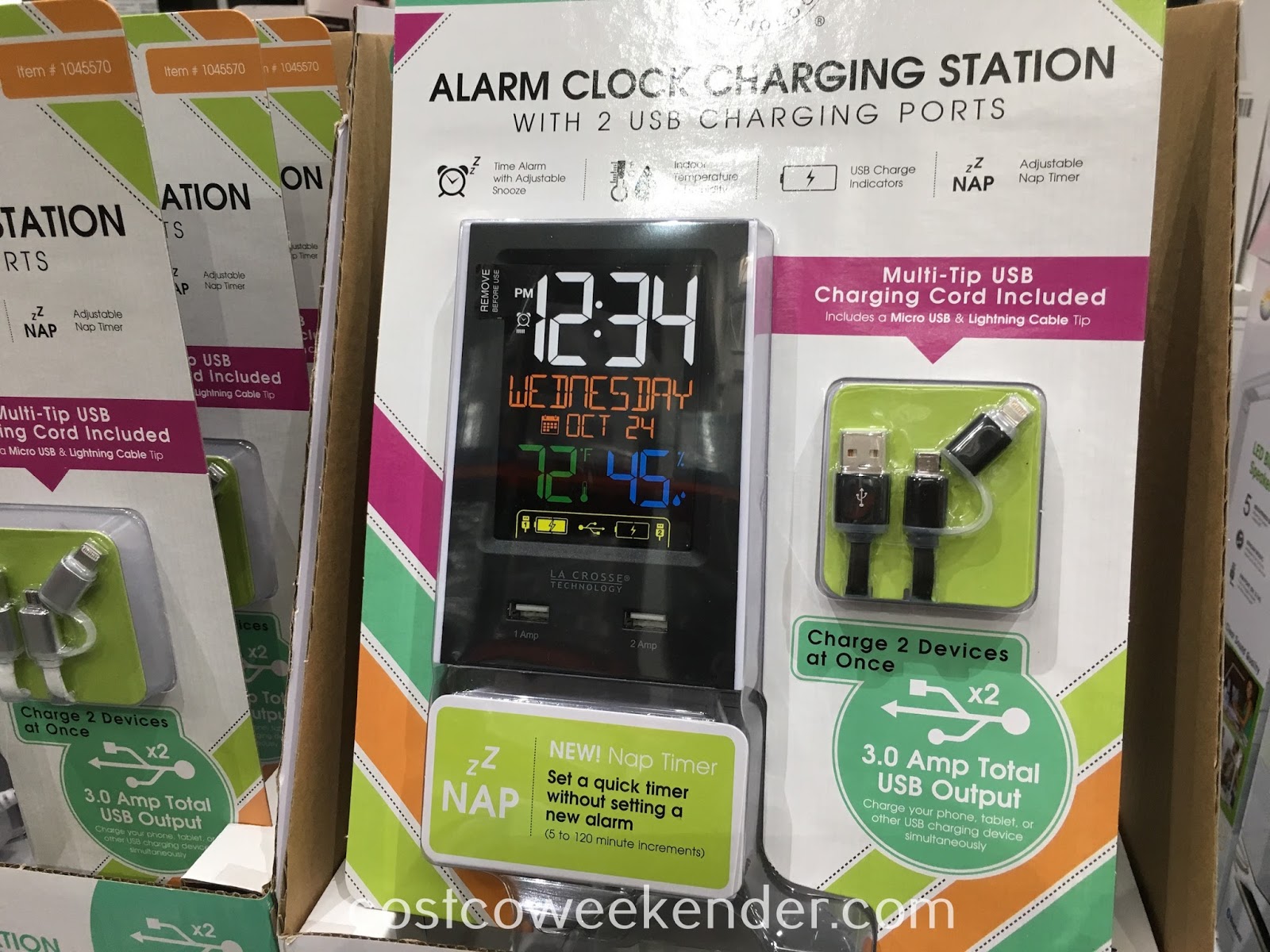 La Crosse Alarm Clock Charging Station with 2 USB Charging Ports