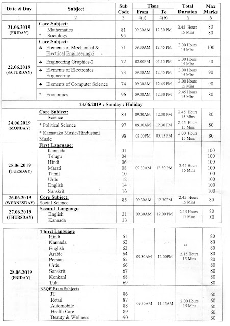 Karnataka SSLC Supplementary Exam June 2019 Time Table (Previous Year) Karnataka SSLC Supplementary Exam June 2019 Time Table (Previous Year)