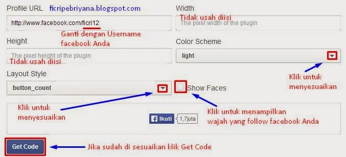 Cara Memasang Follow Button Facebook Pada Blog