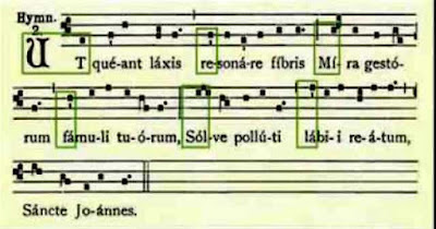 Από που προέρχονται οι νότες του πενταγράμμου Ντο, Ρε, Μι, Φα, Σολ, Λα, Σι που αντικατέστησαν τις βυζαντινές νότες Πα, Βου, Γα, Δη, Κε, Ζω, Νη  