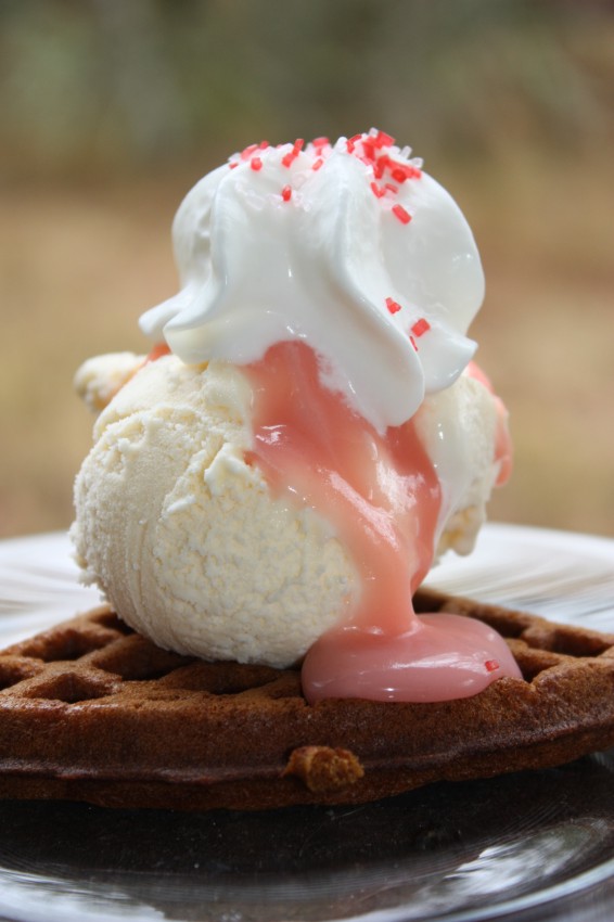 pass the peas, please sundae with marshmallow peppermint sauce