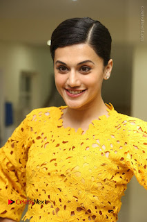 Actress Taapsee Pannu Stills in Yellow Dress at Ghazi Press Meet  0035