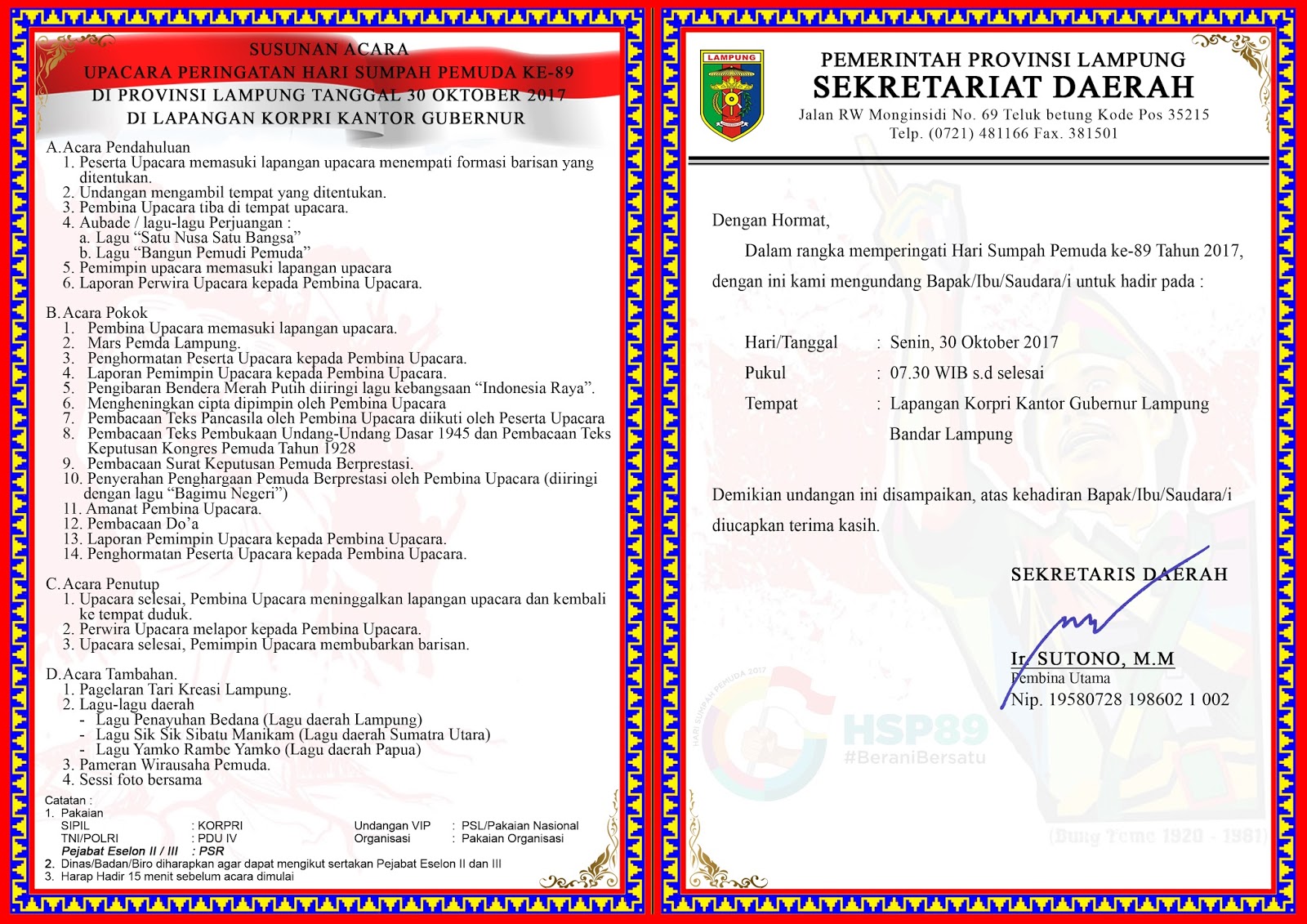 Contoh Surat Dinas Dalam Rangka Memperingati Hari Sumpah Pemuda