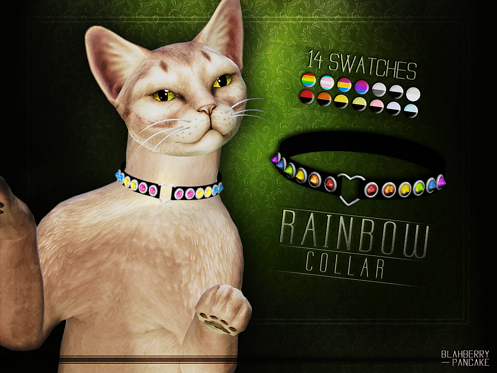 Sims 4 Ccs The Best Rainbow Collar For Pets By Blahberry Pancake