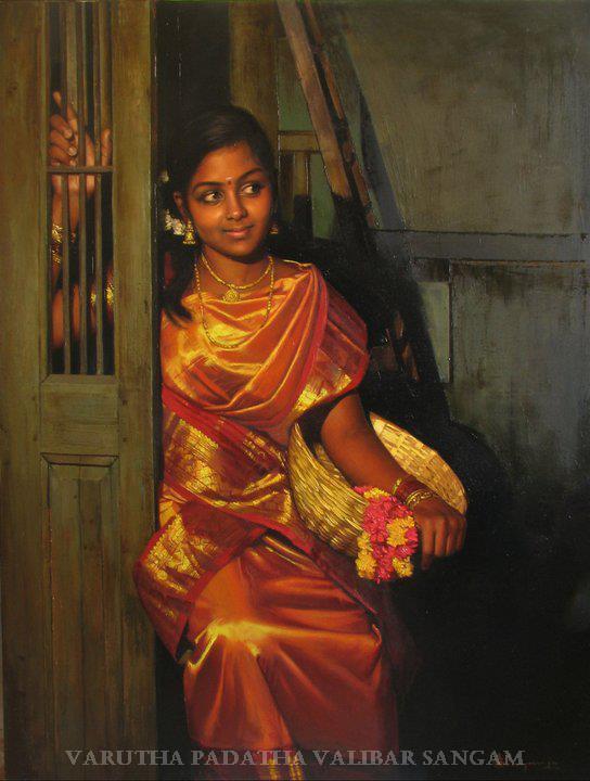 Dhiren Gala Amazing Oil Painting Looks Just Real of South Indian Girl