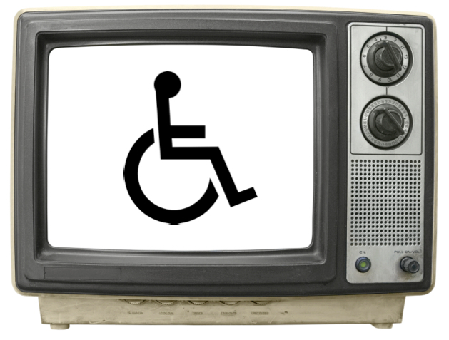 Television set with disability symbol on the screen