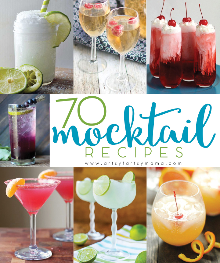 70 Mocktail Recipes at artsyfartsymama.com