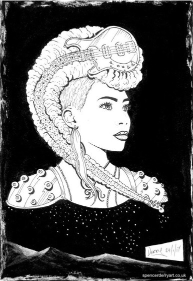 Buy Original Drawing of Nik West by Artist Spencer J. Derry Pen Artwork of Bassist Nik West