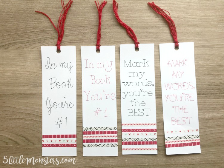 5 Little Monsters: Washi Tape Valentine Bookmarks