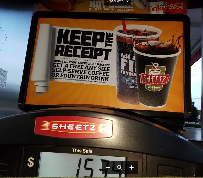 Making Ends Meet Sheetz free coffee with gas is back... or fountain drink!