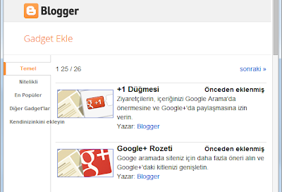 Blogger gadgetler