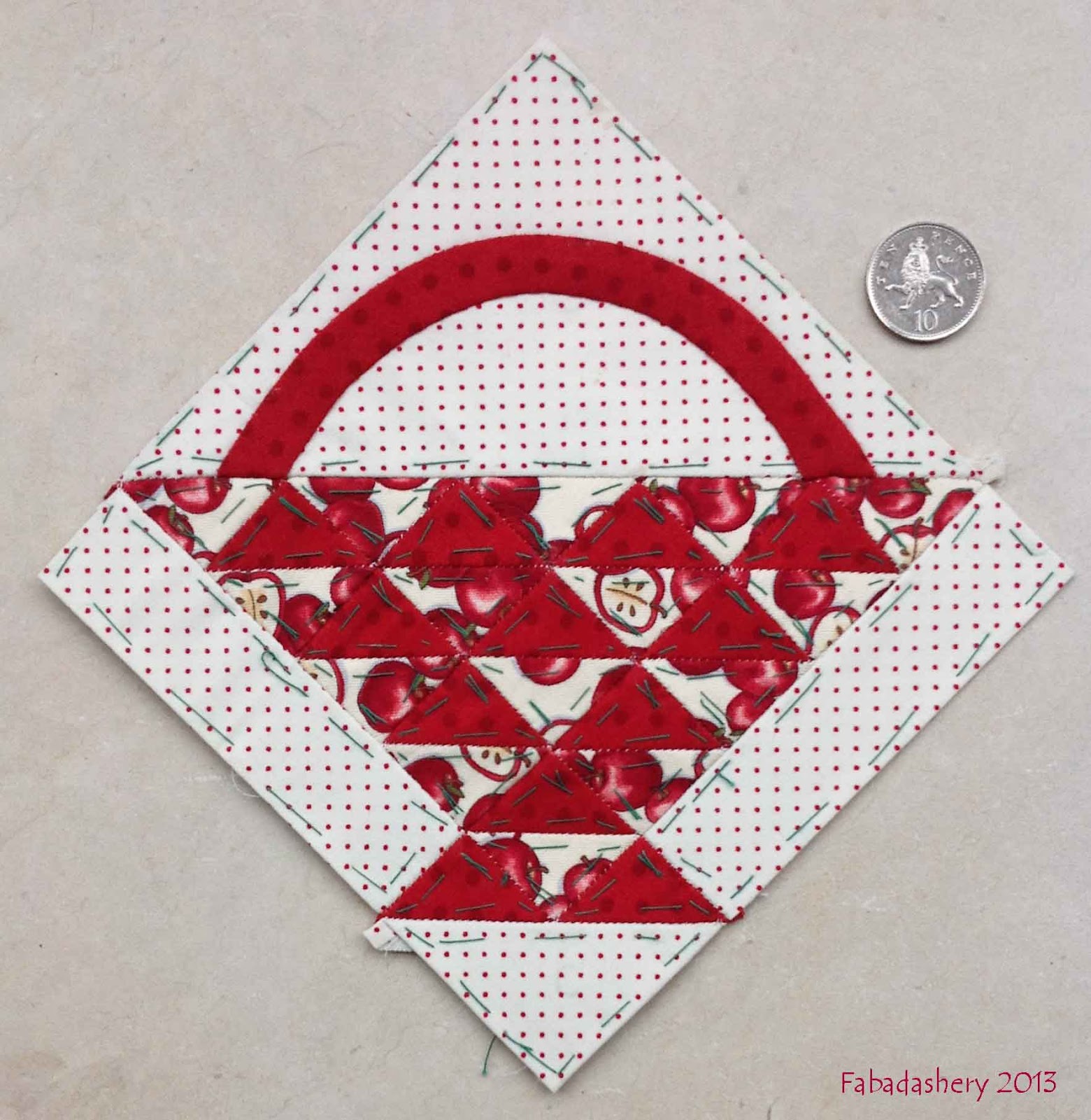 Fabadashery Nearly Insane Quilt Block 41, Basket Block