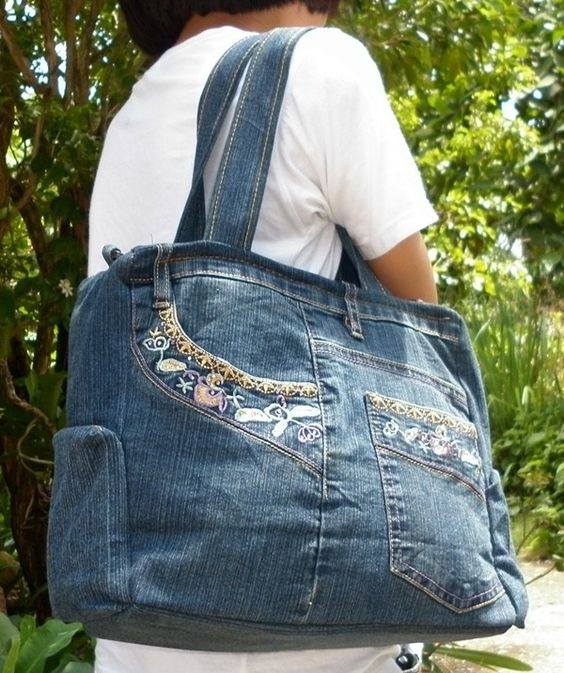 Bolsos hechos con jeans viejos reciclados Trucos Trucos