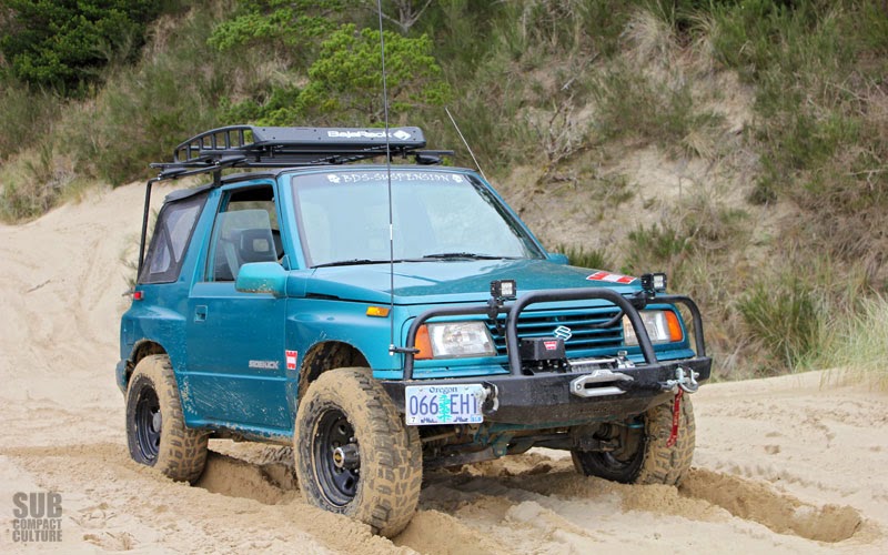 The Teal Terror making it up a dune ... almost. 