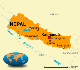 Mapa ubicación de Nepal