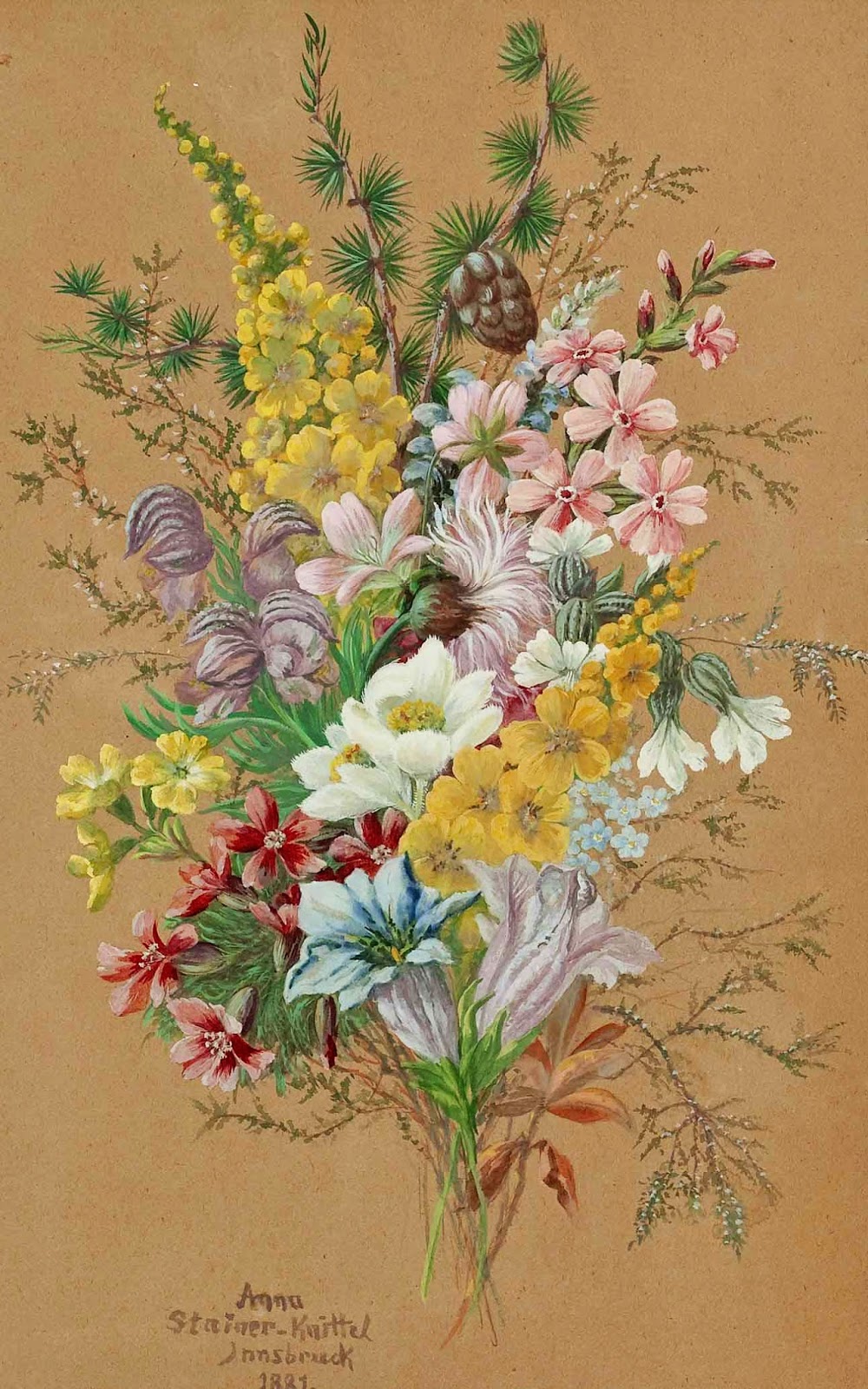 Field & Garden Vintage Art Appreciation Wildflowers by Anna Stainer