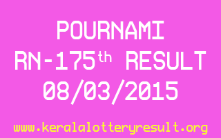 POURNAMI RN 175 Lottery Result 8-3-2015