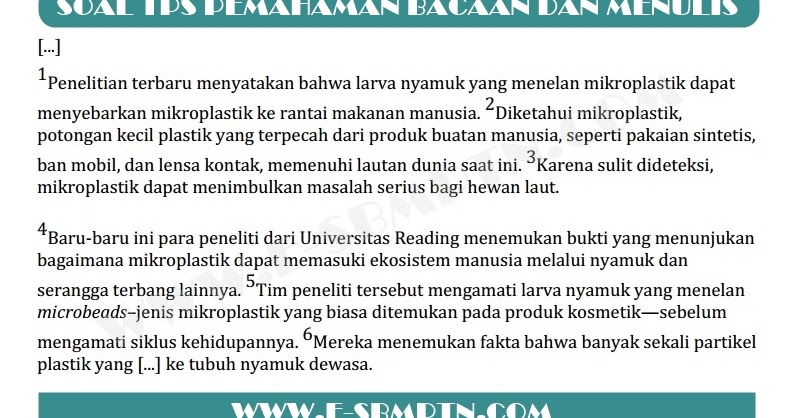 Contoh Soal Tps Pemahaman Bacaan Dan Menulis 2019 2020 Soal Utbk Sbmptn 2021 Dan Pembahasan Pdf