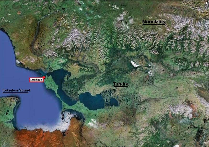 Ultima Thule Kotzebue, Alaska a mark in the Northwest Passage with a