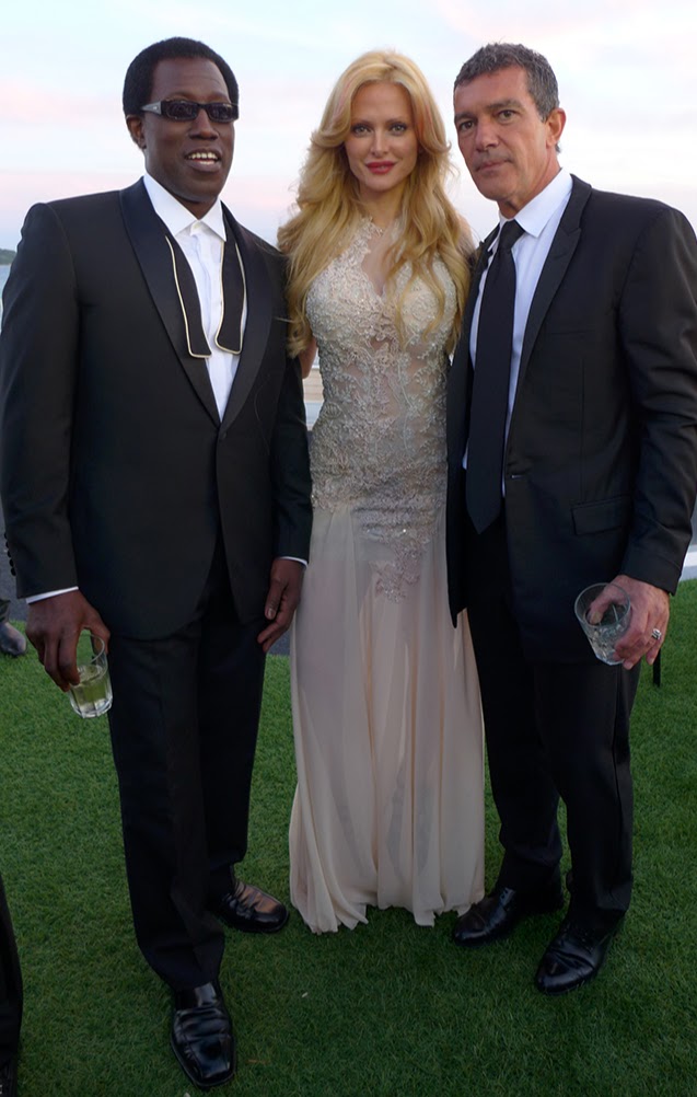 AUDREY WITH ANTONIO BANDERAS AND WESLEY SNIPES - CANNES 2014 FILM FESTIVAL PARTIES