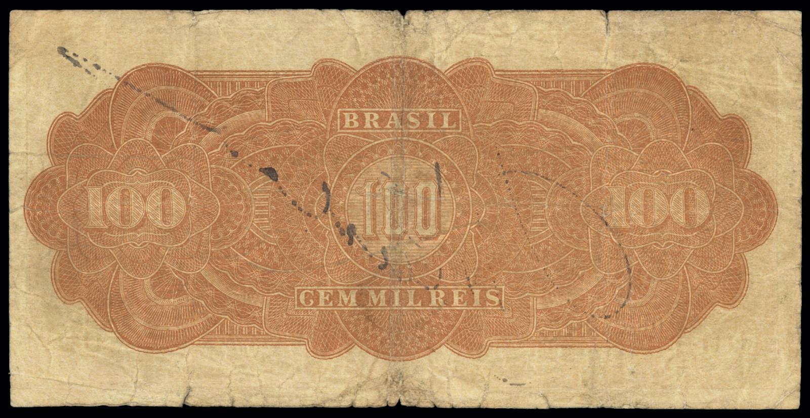 Brazil paper money 100 Mil Reis banknote 1924