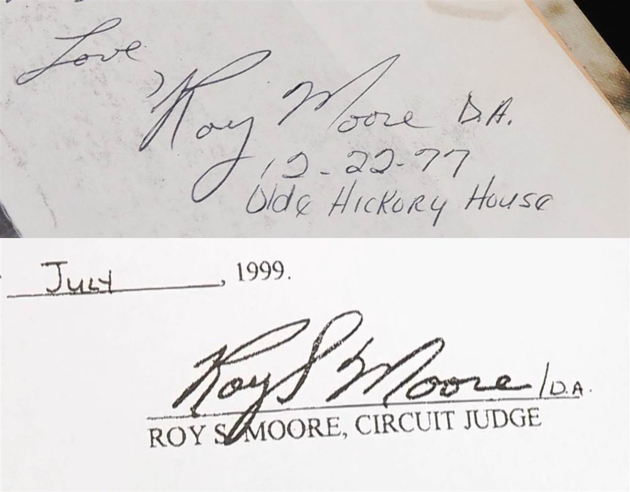 Statement Analysis ® Roy Moore Yearbook Signature Analysis by Steve Johnson, Veritas